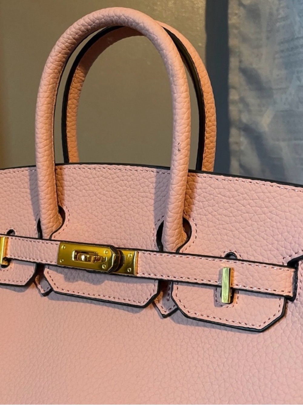 Blush Pink Structured, Leather Top-Handle Satchel - Picture 3 of 11
